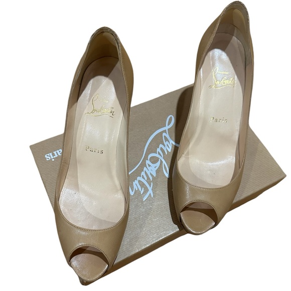 Christian Louboutin authentic Size 39 Beige Tan Mater Claude Kid 85mm - Picture 2 of 9